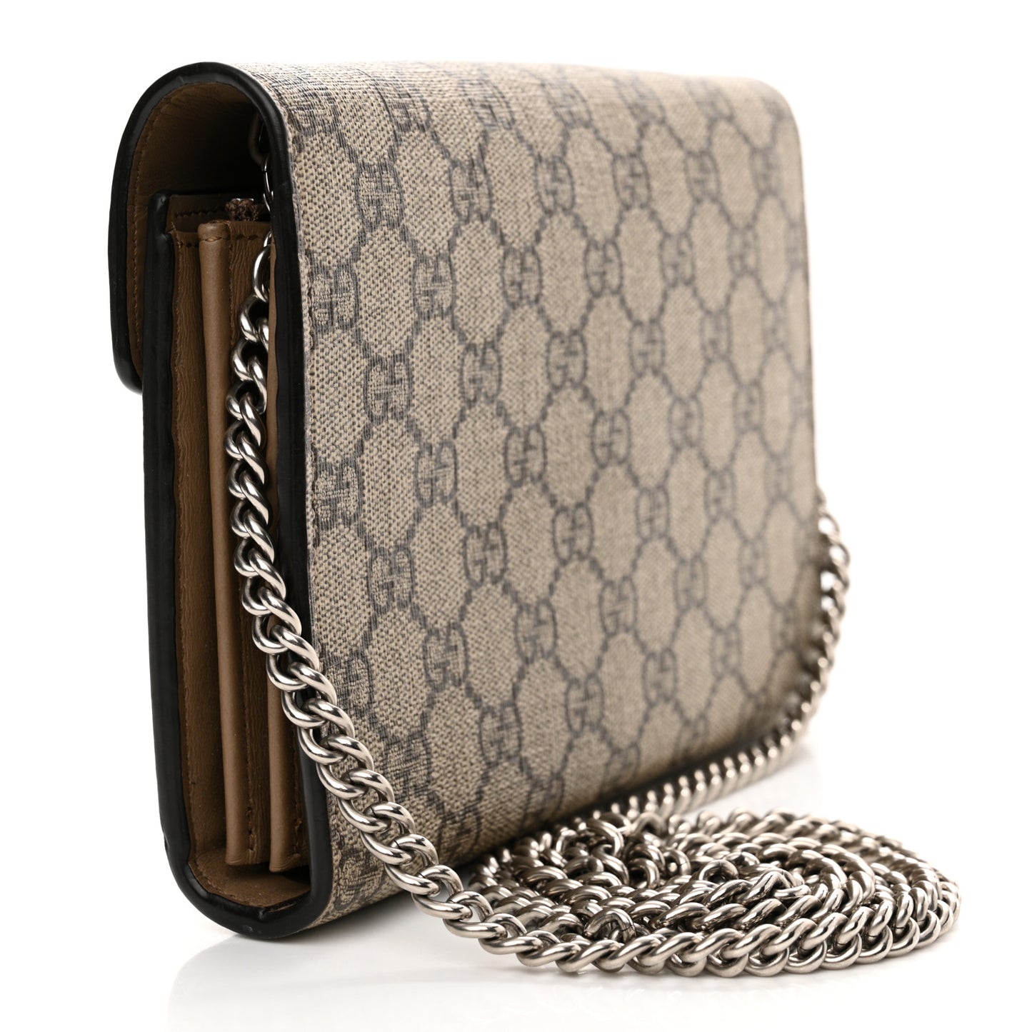 GG Supreme Monogram Mini Dionysus Chain Wallet Beige Taupe