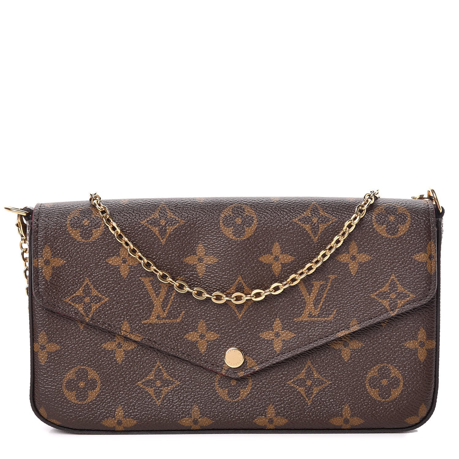 Louis Vuitton Monogram Pochette Felicie Chain Wallet Fuchsia 1 of 12