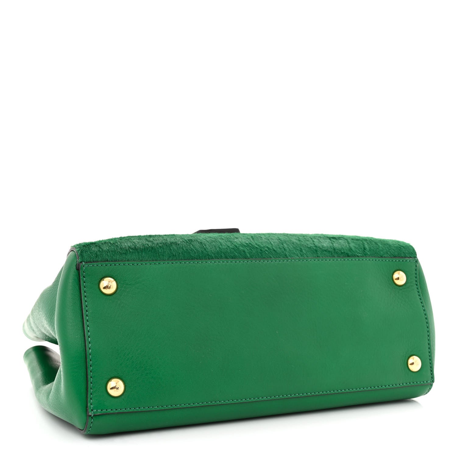 Fendi Calfskin Calf Hair Crocodile Embossed Petite 2Jours Tote Emerald 4 of 9