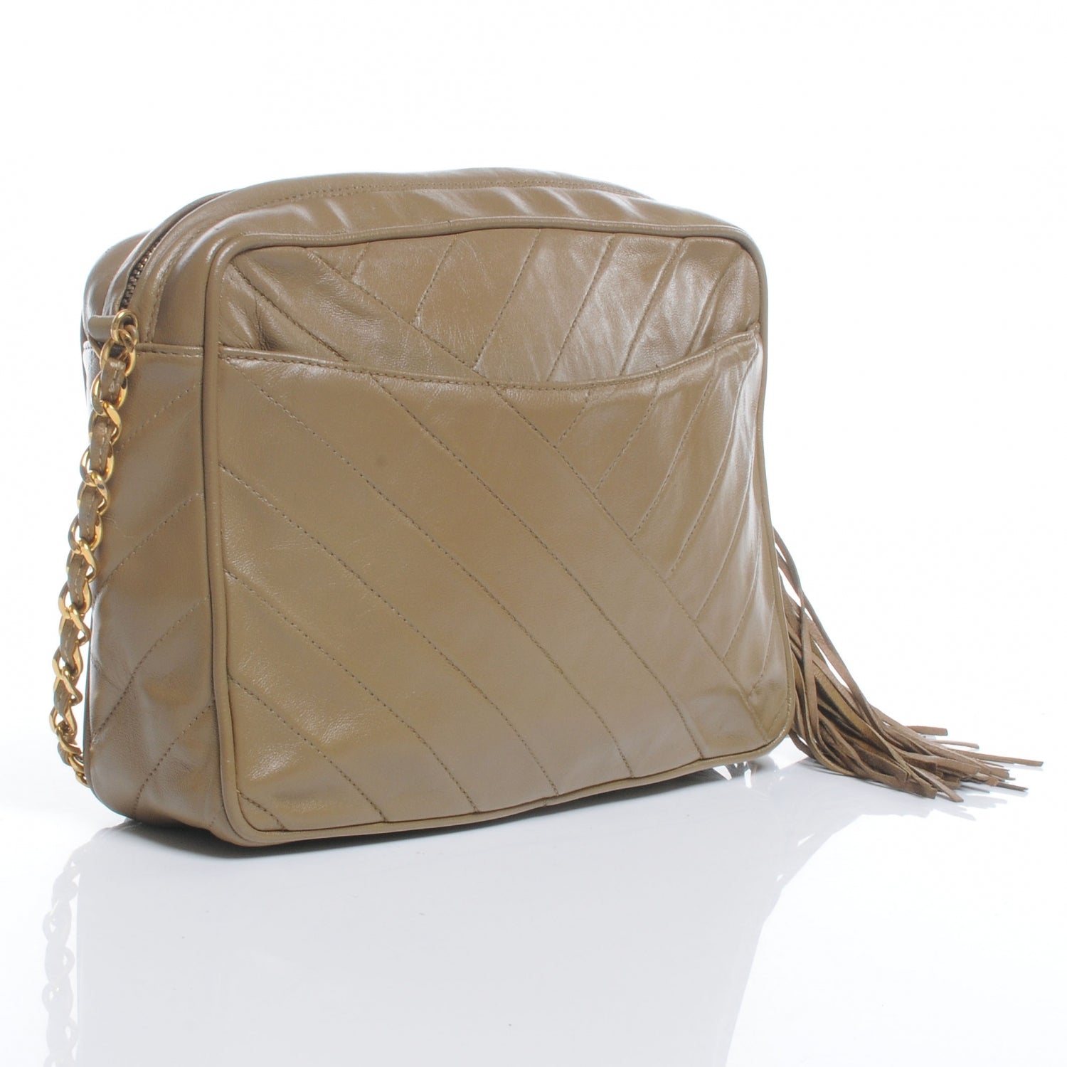 Chanel Lambskin Chevron Tassel Camera Case Taupe 3 of 8