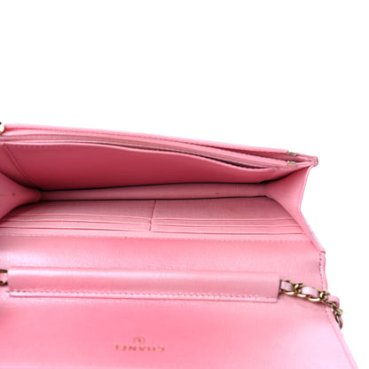 Chanel Cloudy Pearly Goatskin Quilted Wallet on Chain WOC Light Pink 5 of 13
