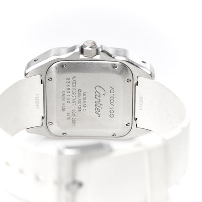 Cartier Stainless Steel Rubber 33mm Santos 100 Automatic Watch White 5 of 6