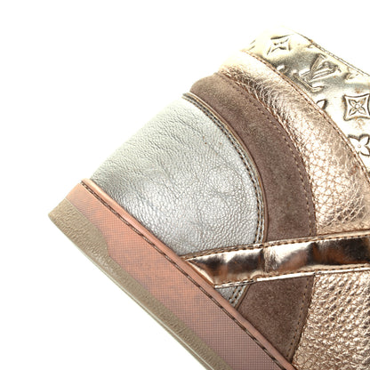 Louis Vuitton Calfskin Embossed Monogram High Top Sneakers 36 Gold 11 of 18