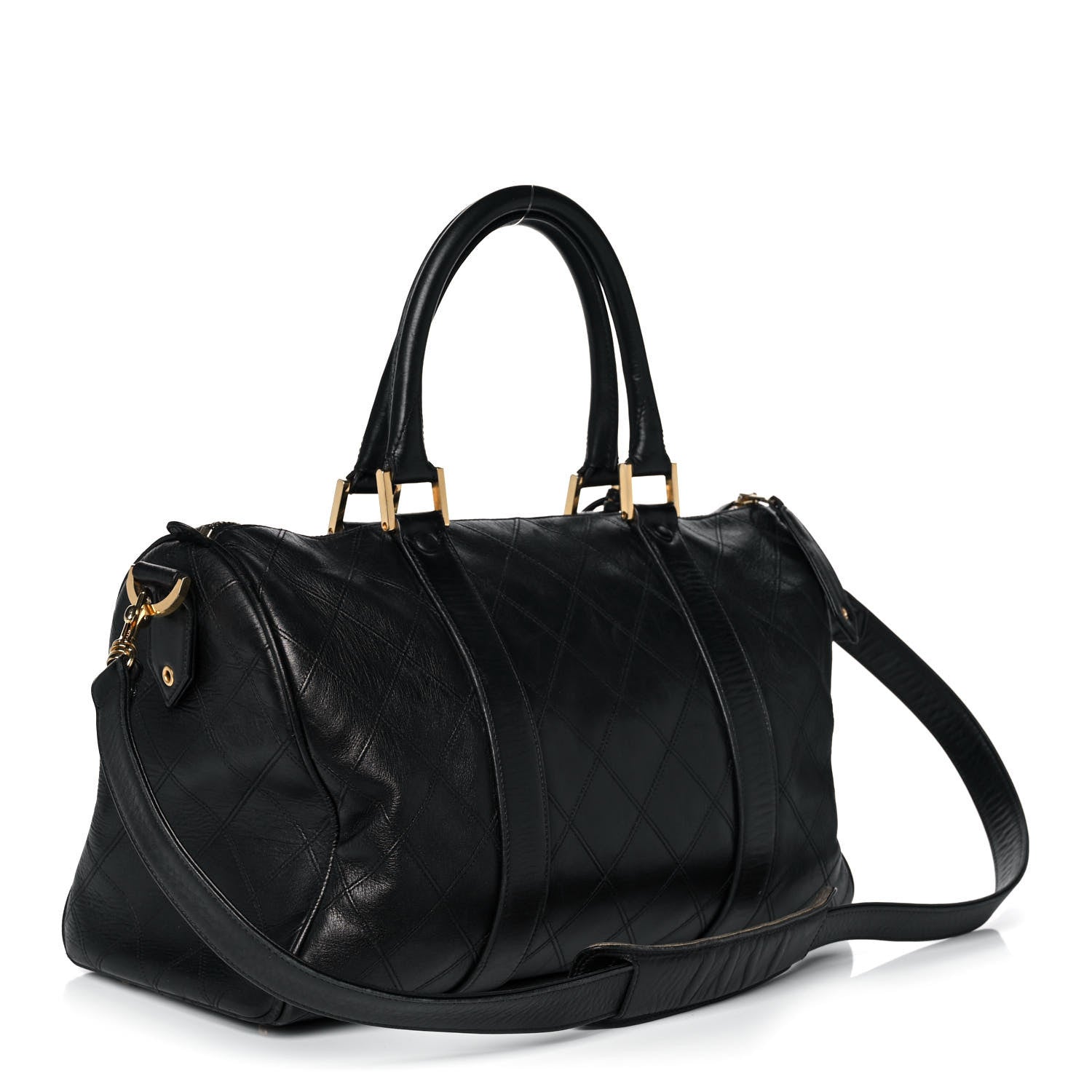 Chanel Calfskin Stitched CC Boston Black 3 of 16