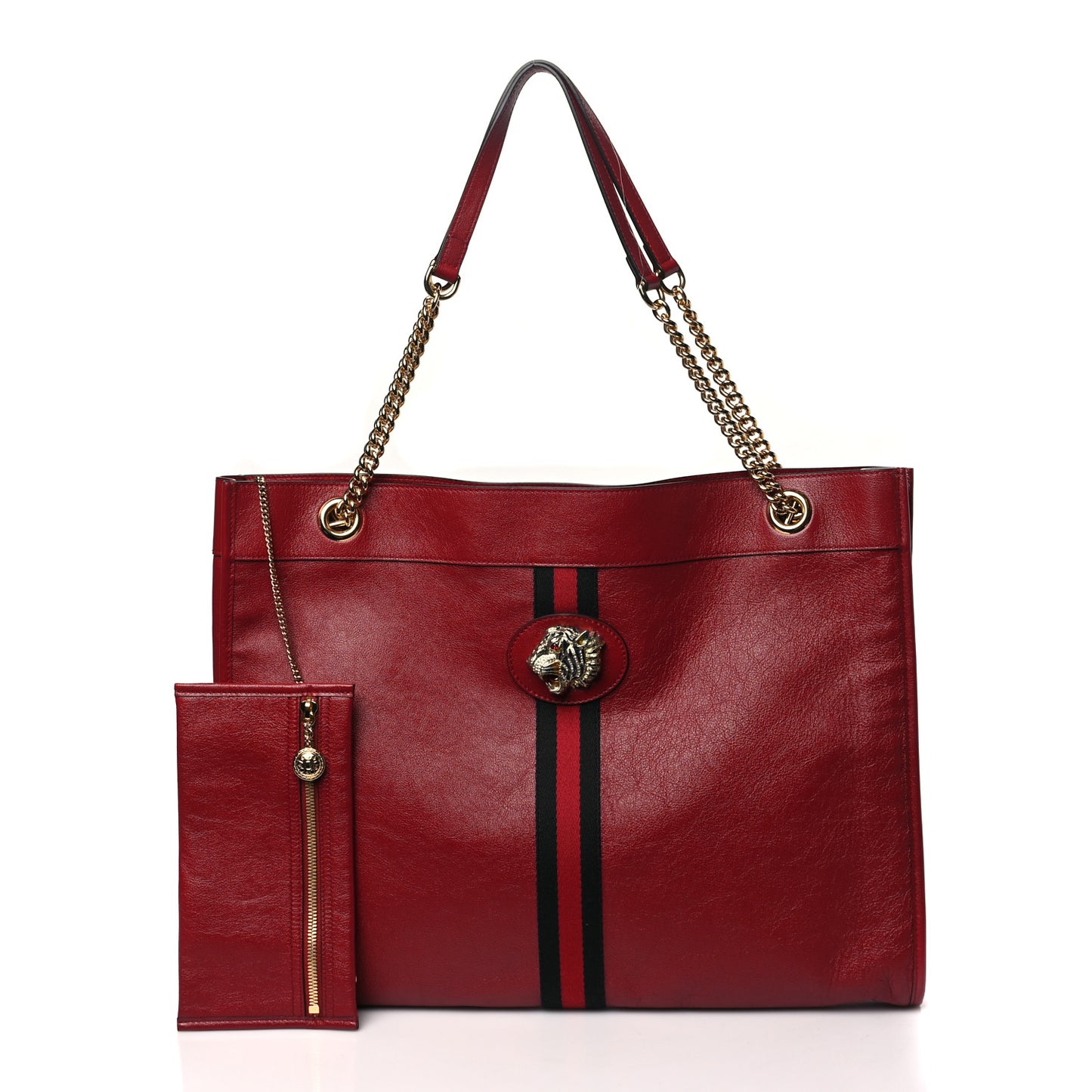 Calfskin Large Rajah Chain Tote Romantic Cherry
