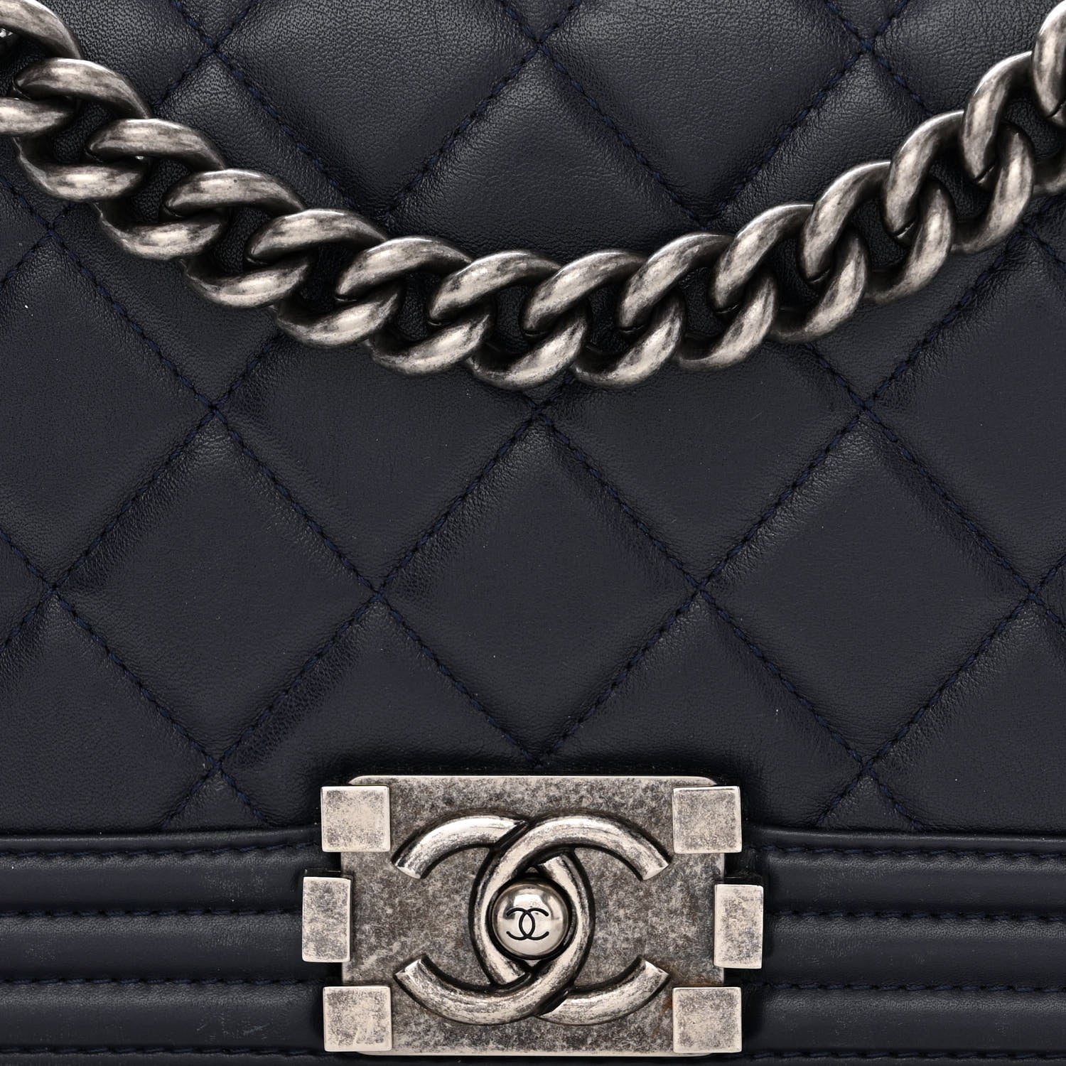 Chanel Lambskin Quilted Medium Boy Flap Navy 8 of 11