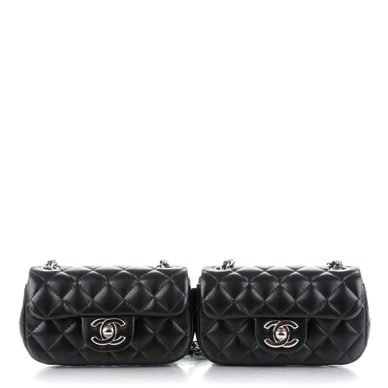 Chanel Lambskin Quilted Double Mini Flap Crossbody Black 1 of 7