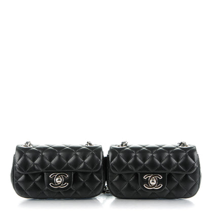 Chanel Lambskin Quilted Double Mini Flap Crossbody Black 1 of 7