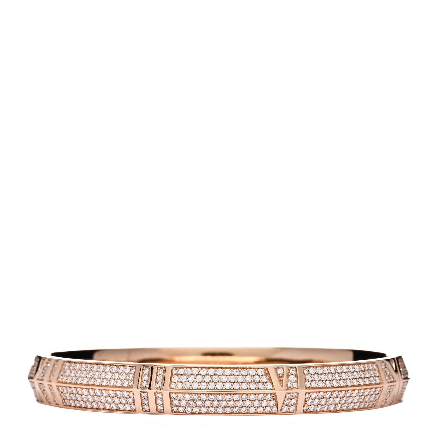 Tiffany 18K Rose Gold Diamond Atlas Closed Wide Hinged Bangle Bracelet 1 of 4