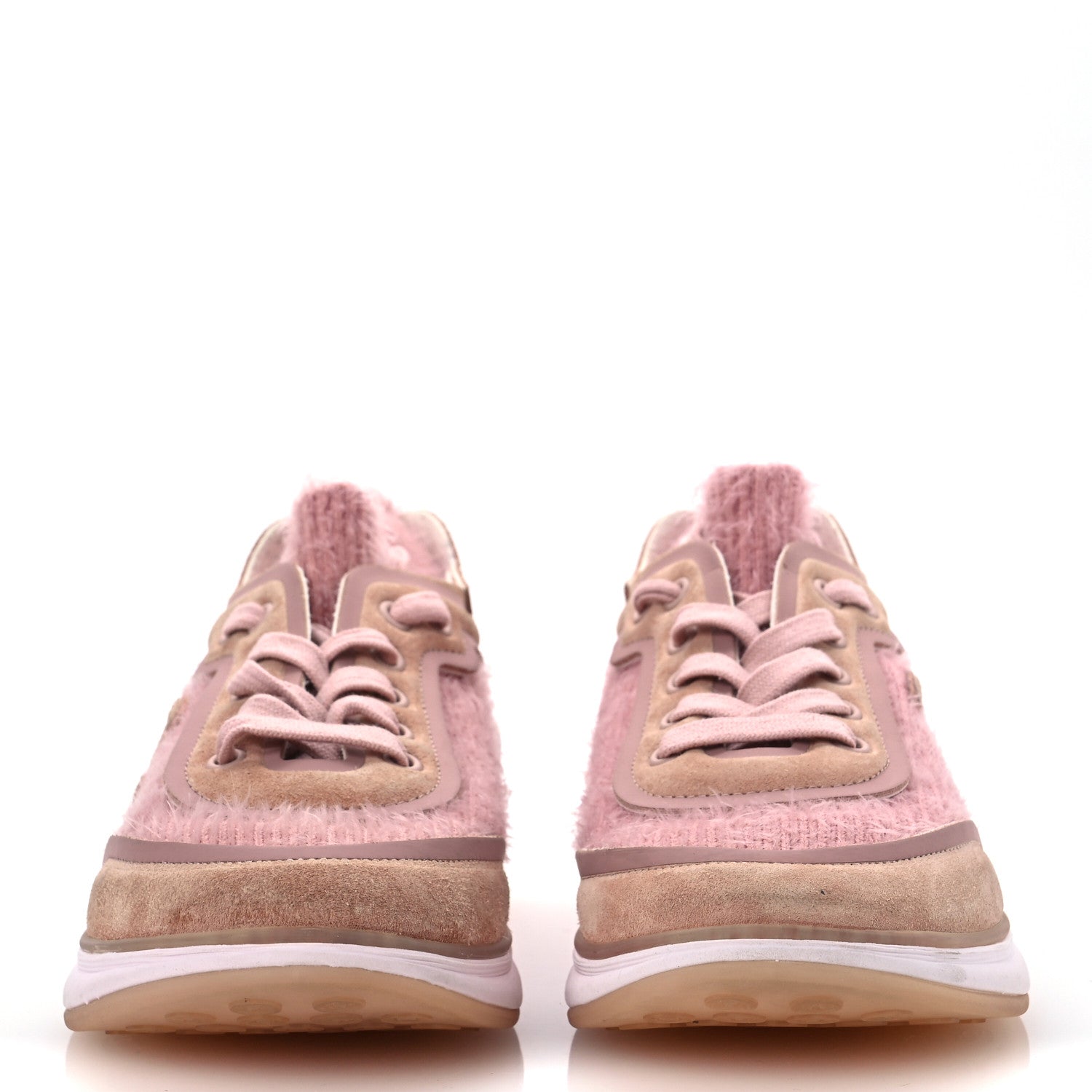 Chanel Suede Calfskin Stretch Fabric CC Sneakers 36.5 Pink 3 of 12