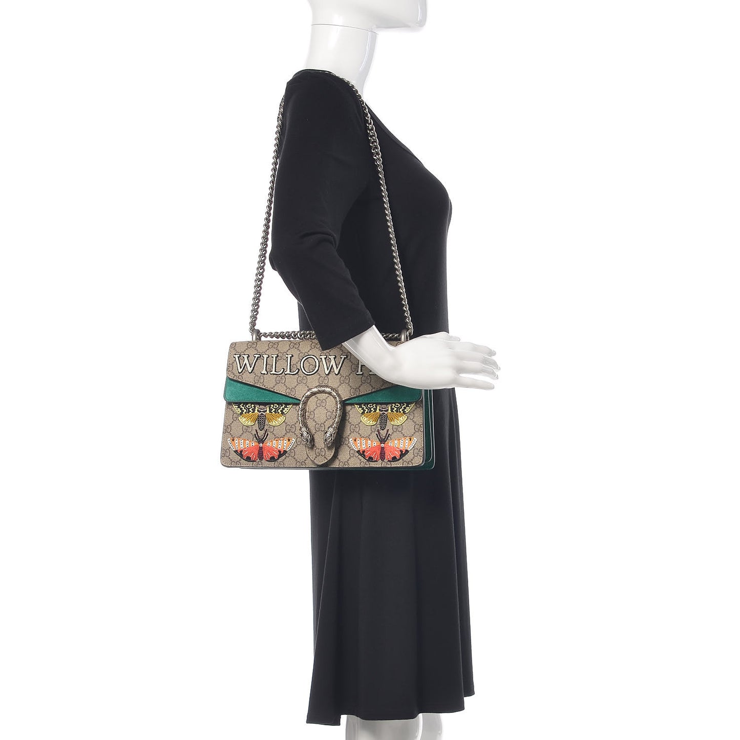 GG Supreme Monogram Willow Hill Embroidered Small Dionysus Shoulder Bag Emerald