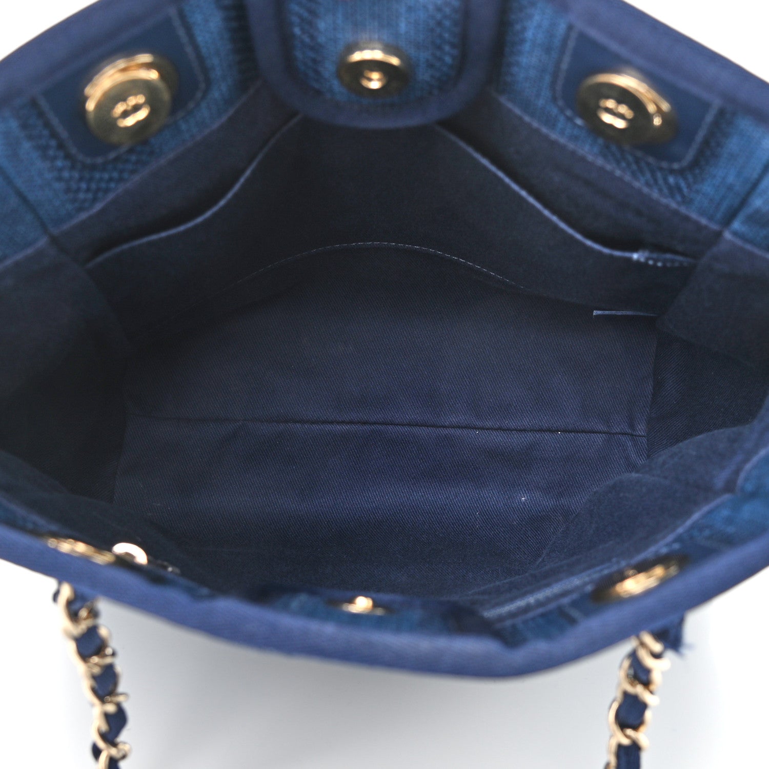 Chanel Mixed Fibers Striped Mini Deauville Tote Navy Blue 5 of 13