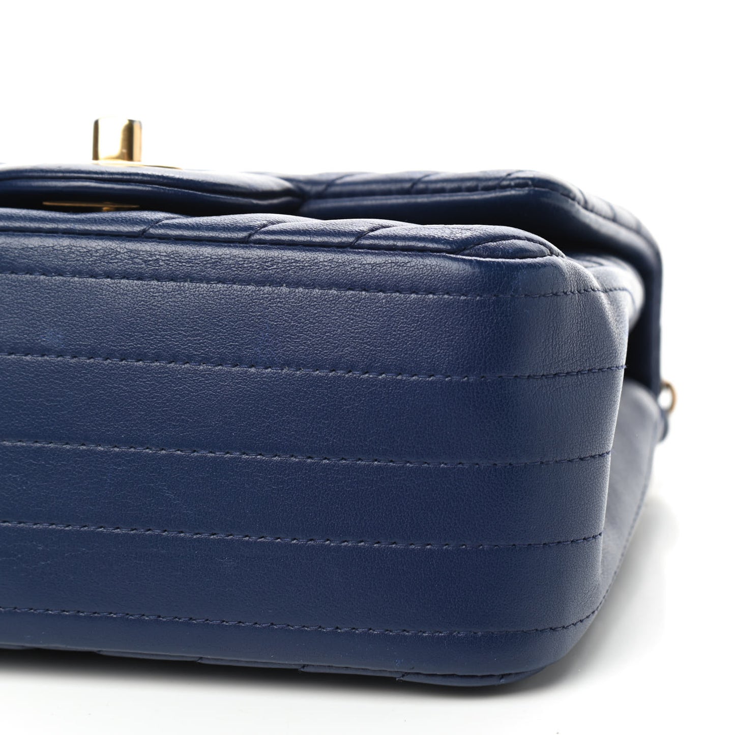 Lambskin Chevron Quilted Mini Square Flap Blue