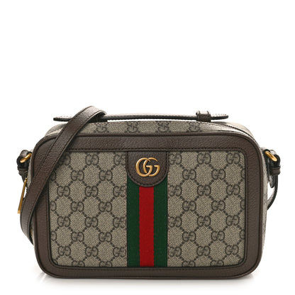 Gucci GG Supreme Monogram Web Small Ophidia Top Handle Shoulder Bag Brown 1 of 8