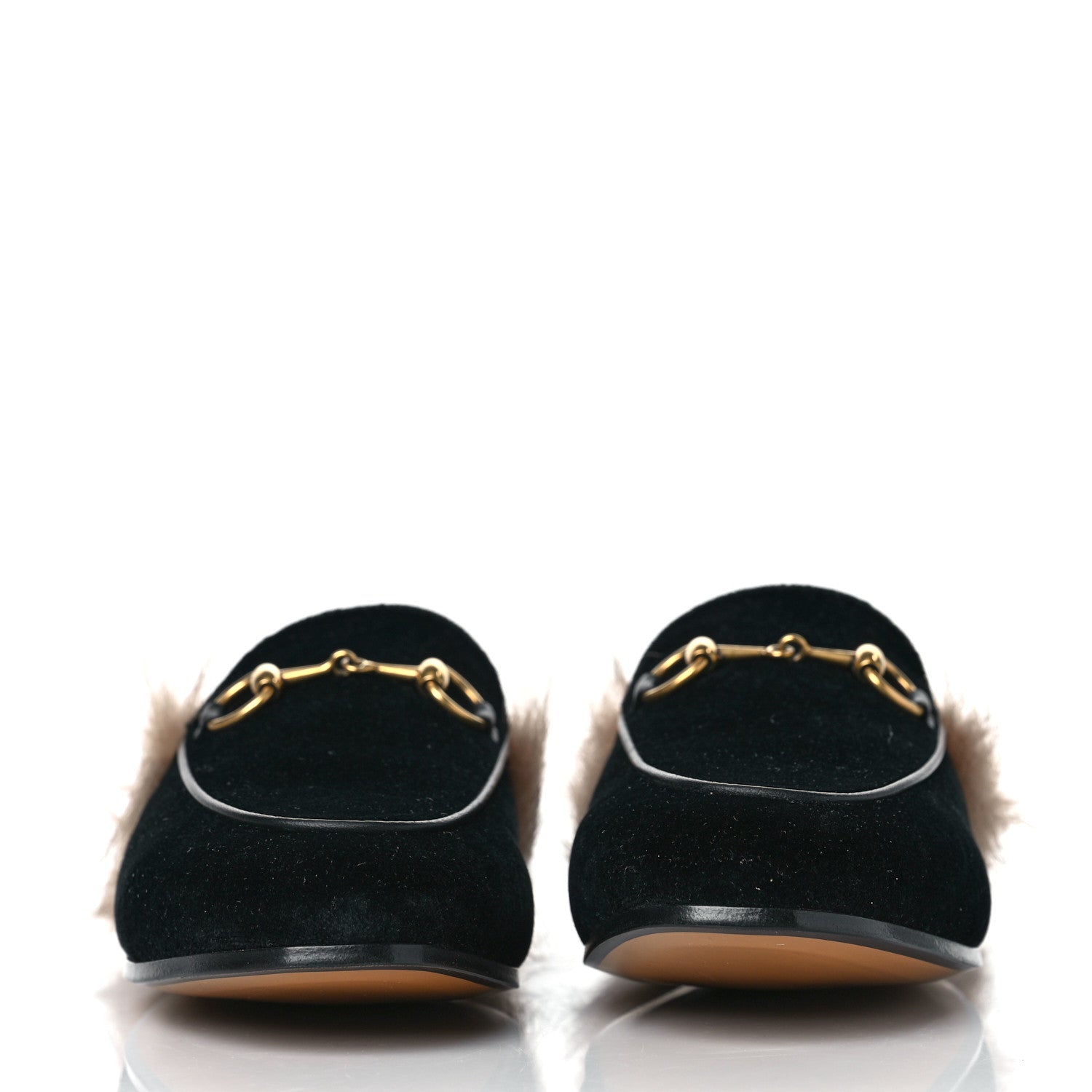 Gucci Velvet Fur Womens Princetown Slippers 35.5 Black 2 of 8