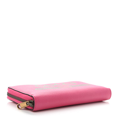 Gucci Grained Calfskin Logo Zip Around Wallet Box Pink Green 4 of 8