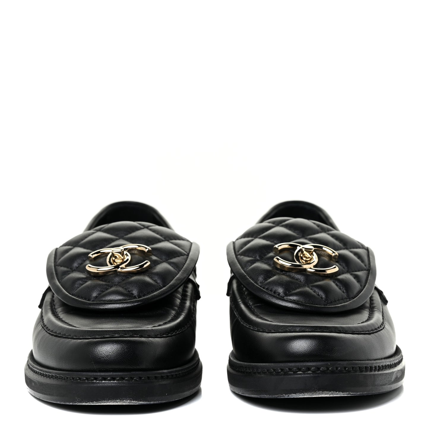 Lambskin Quilted CC Turnlock Loafers 39 Black