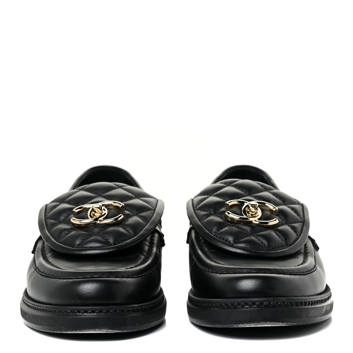 Chanel Lambskin Quilted CC Turnlock Loafers 39 Black 2 of 14