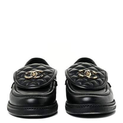 Chanel Lambskin Quilted CC Turnlock Loafers 39 Black 2 of 14