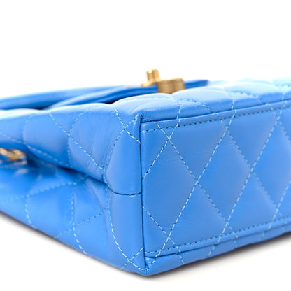 Chanel Shiny Aged Calfskin Quilted Nano Kelly Shopper Blue 8 of 9