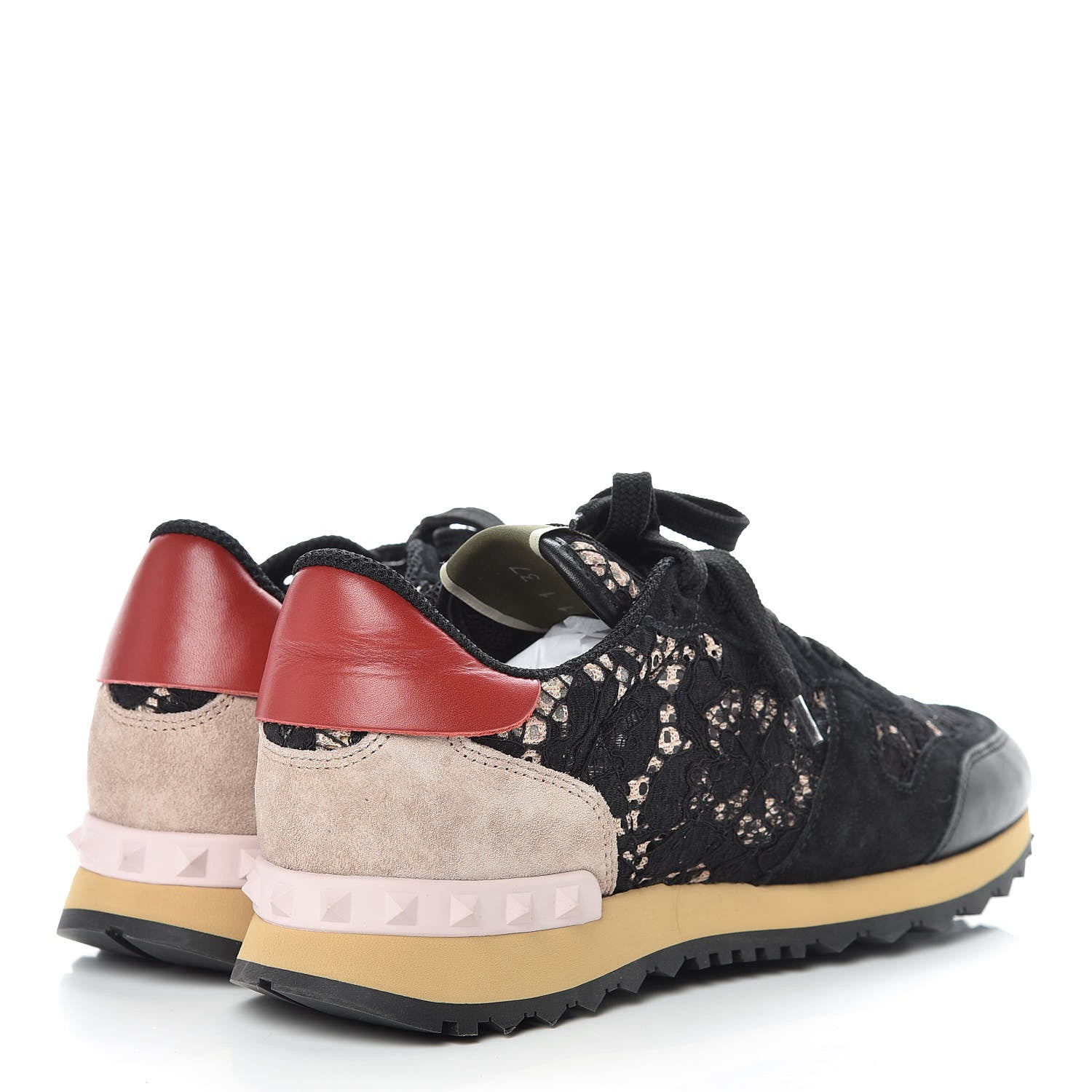 Valentino Garavani Macrame Lace Suede Womens Rockrunner Sneakers 37 Black 4 of 8
