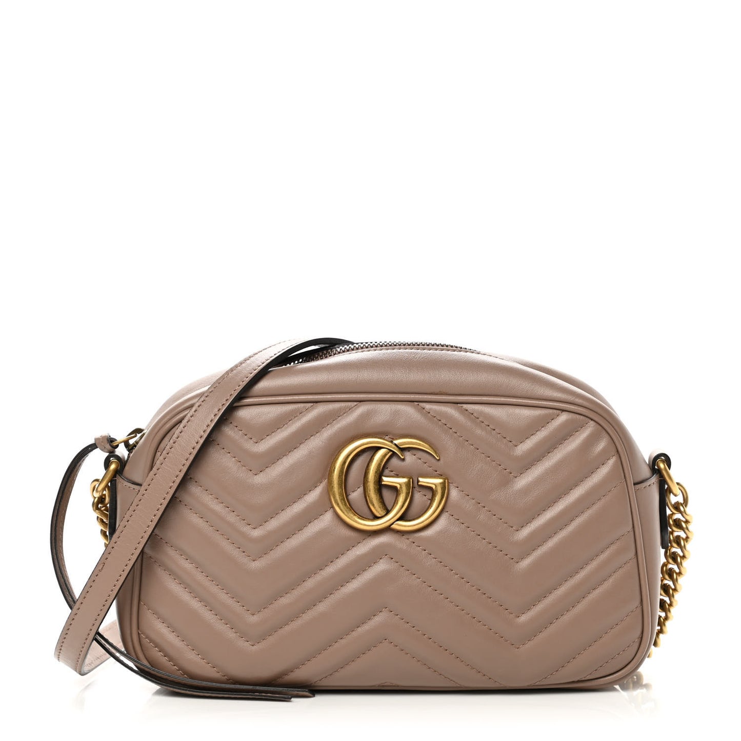 Calfskin Matelasse Small GG Marmont Chain Shoulder Bag Porcelain Rose