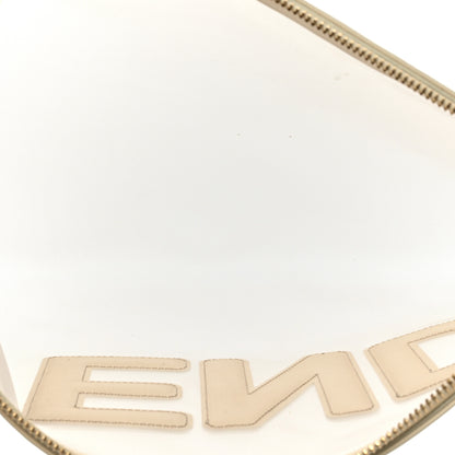 Fendi Mesh Vitello King Logo Embroidered Large Flat Pouch Sabbia White Ice 5 of 11