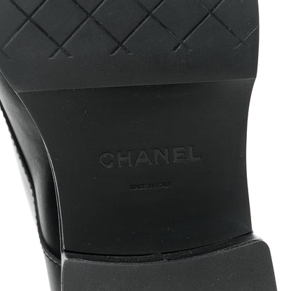 Chanel Calfskin Velvet CC Cap Toe Boots 40 Black 6 of 10