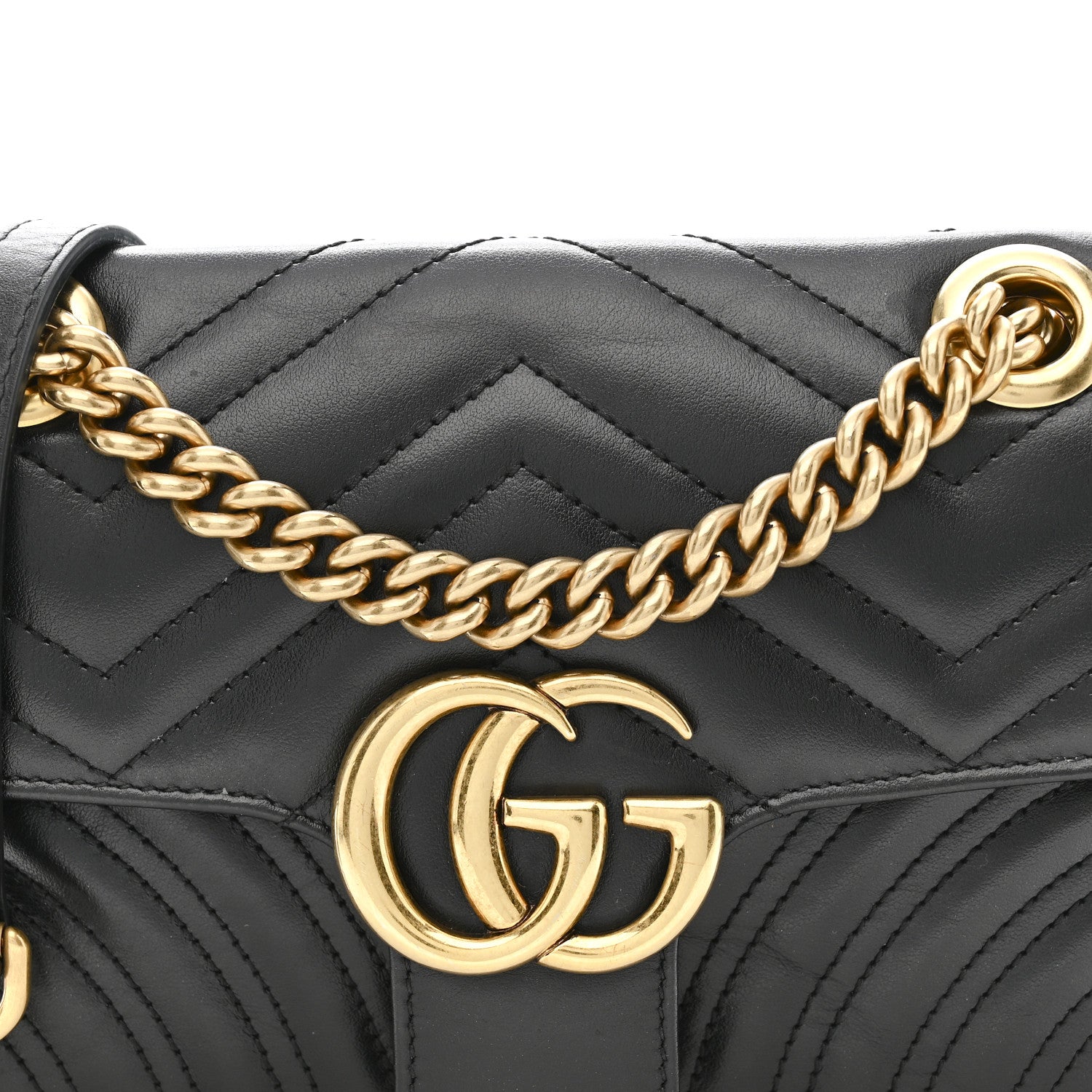 Gucci Calfskin Matelasse Mini GG Marmont Shoulder Bag Black 8 of 14
