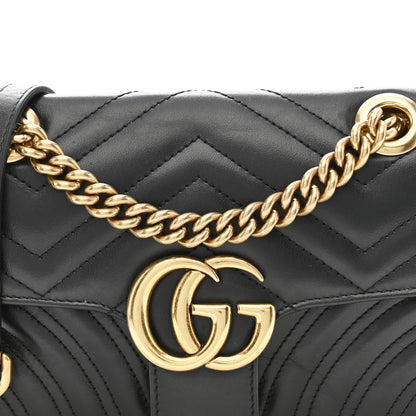 Gucci Calfskin Matelasse Mini GG Marmont Shoulder Bag Black 8 of 14