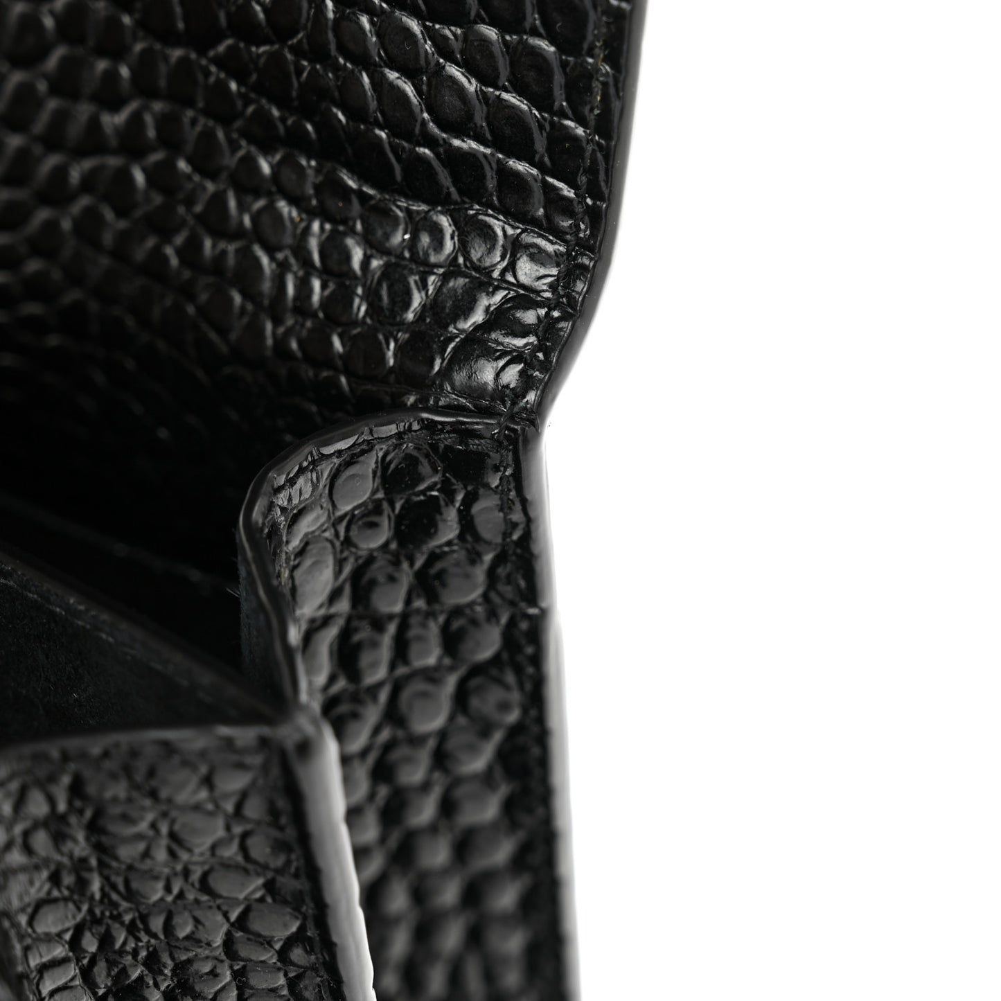 Calfskin Crocodile Embossed Large Monogram Sunset Black
