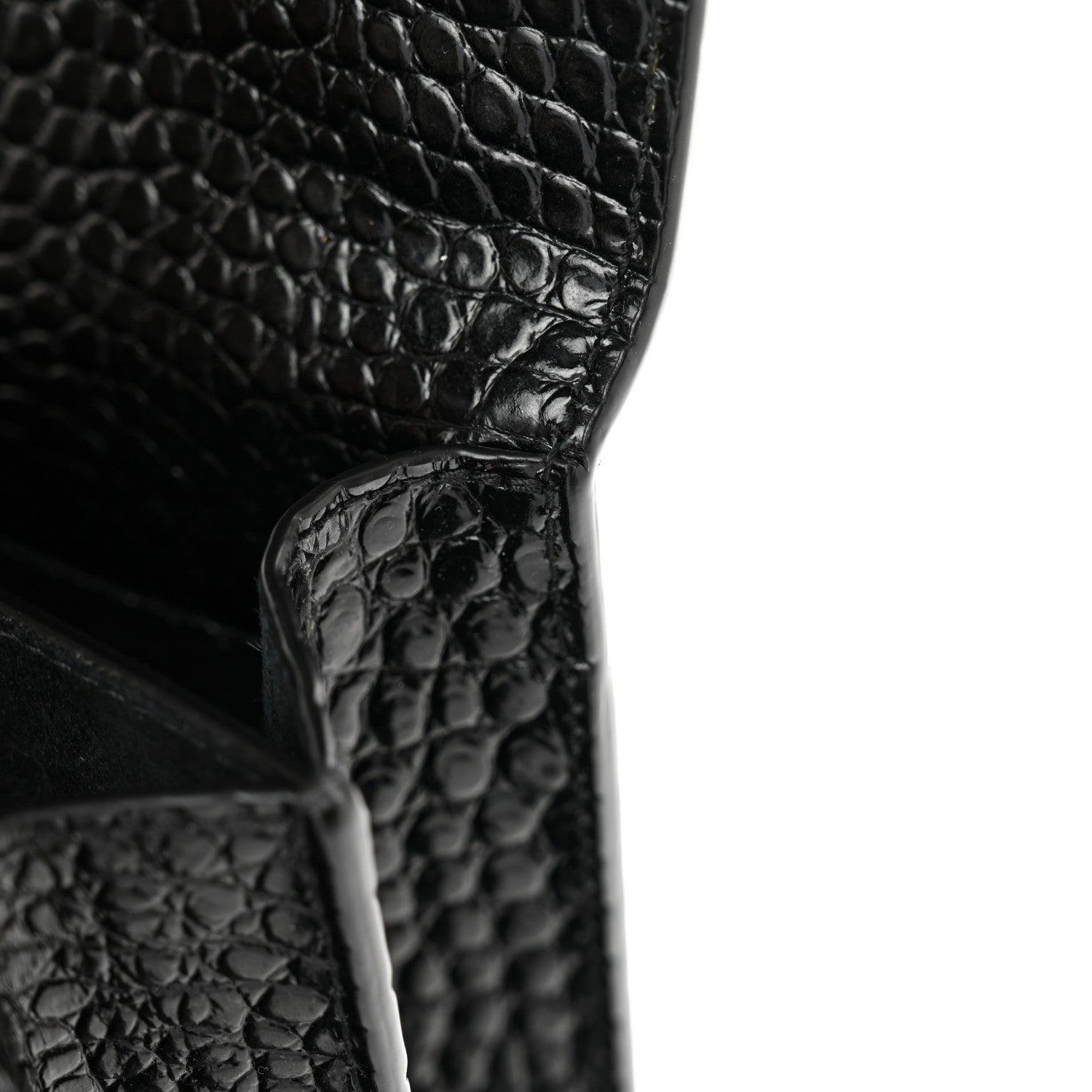Saint Laurent Calfskin Crocodile Embossed Large Monogram Sunset Black 10 of 12