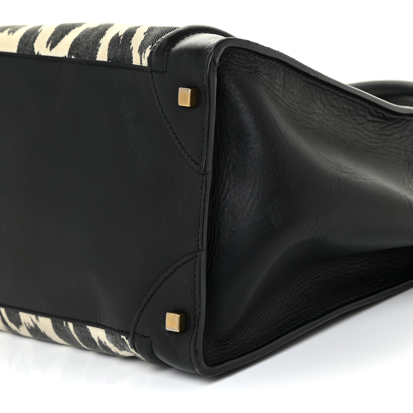 Linen Smooth Calfskin Leopard Print Medium Luggage Black