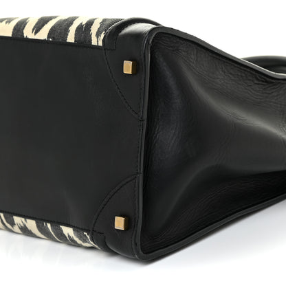 Celine Linen Smooth Calfskin Leopard Print Medium Luggage Black 9 of 20