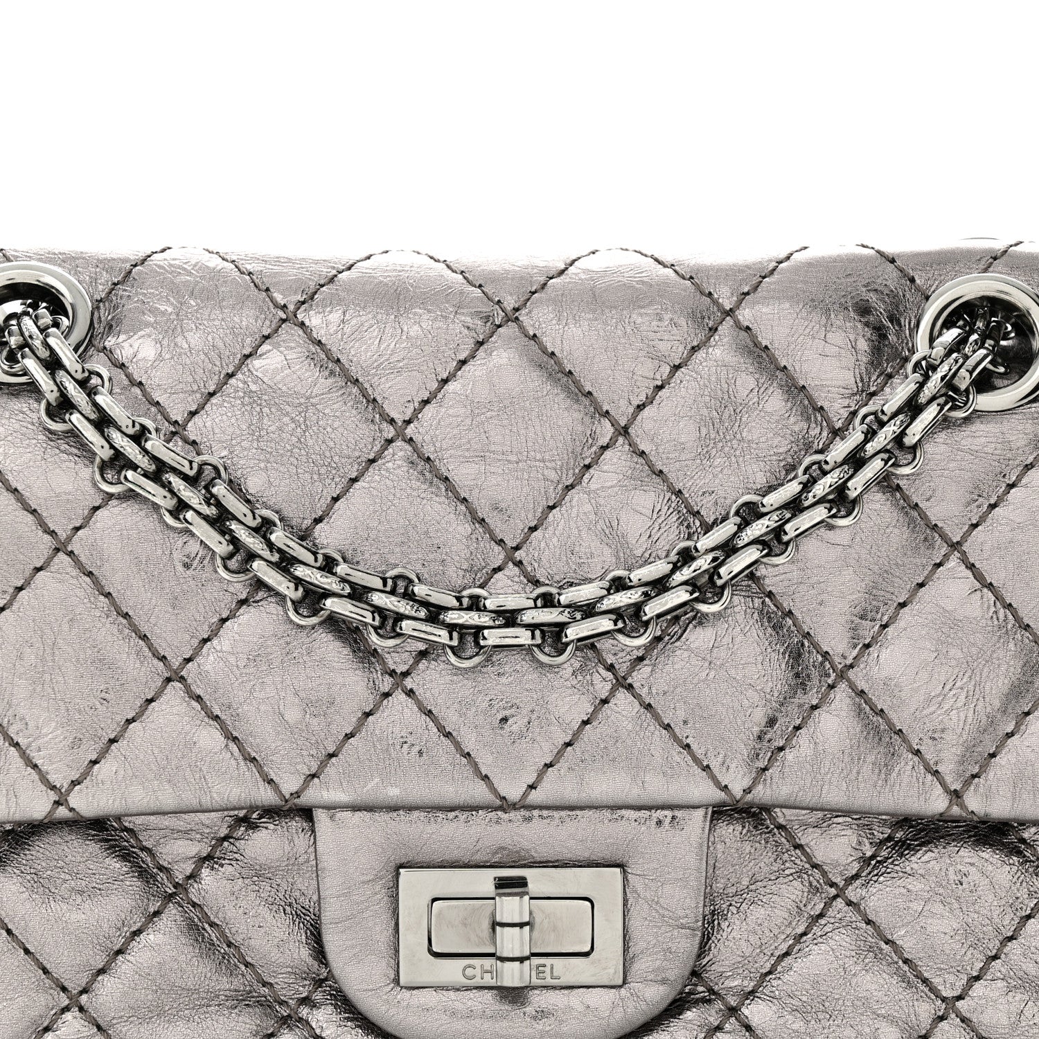 Chanel Metallic Calfskin Quilted 2.55 Reissue 224 Flap Silver 8 of 12