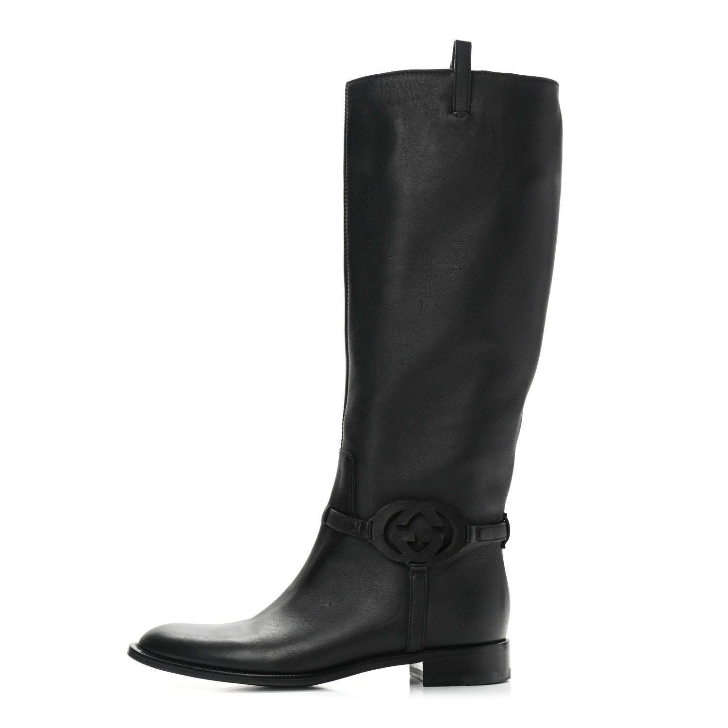 Gucci Calfskin Interlocking G Knee High Boots 39.5 Black 1 of 10