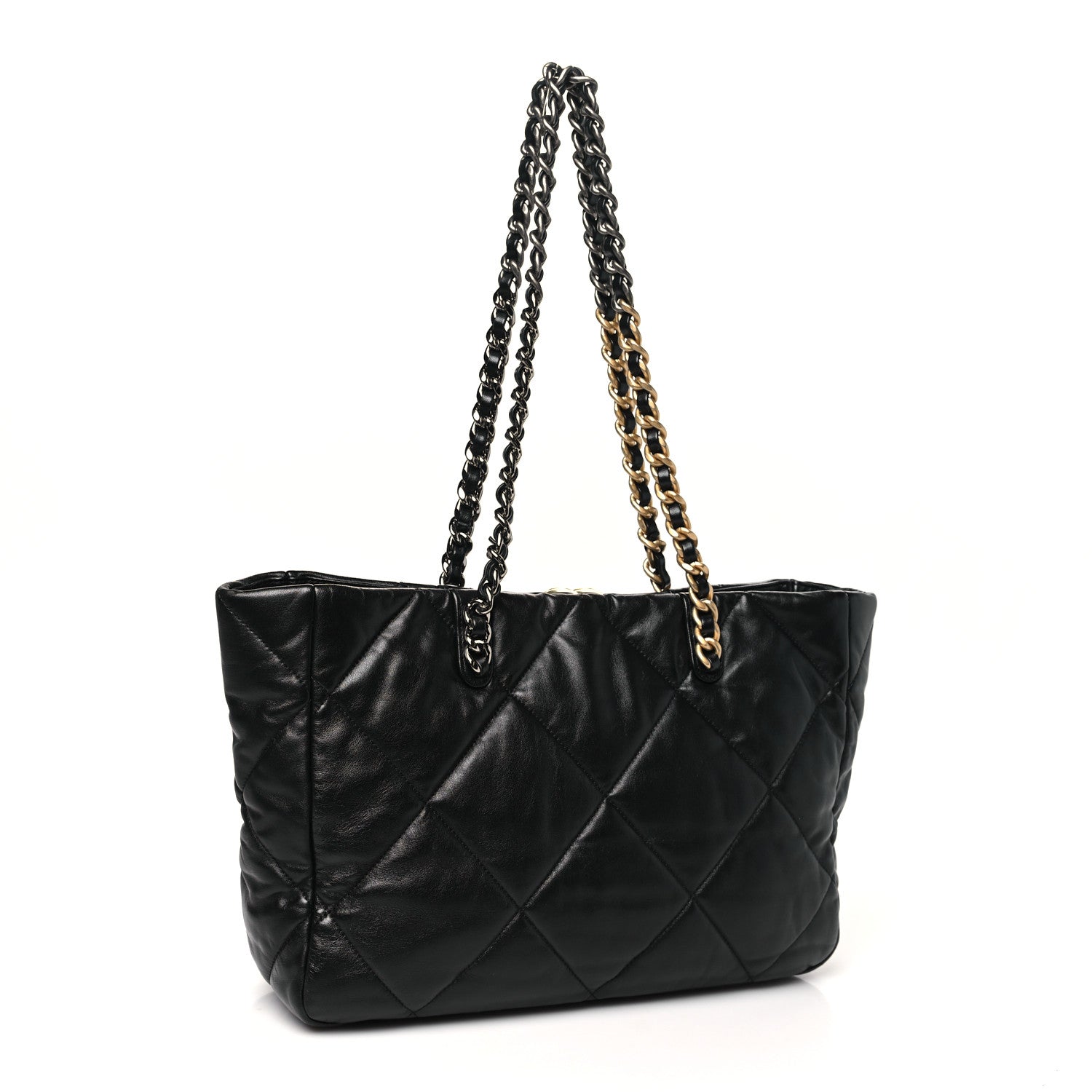 Chanel Lambskin Quilted Chanel 19 East West Shopping Bag Black 3 of 10