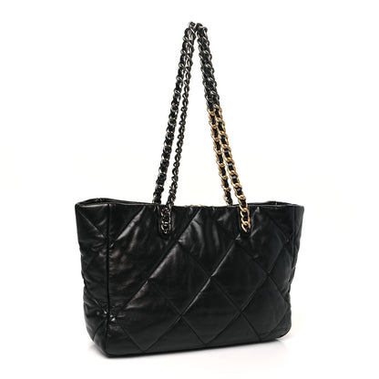Chanel Lambskin Quilted Chanel 19 East West Shopping Bag Black 3 of 10