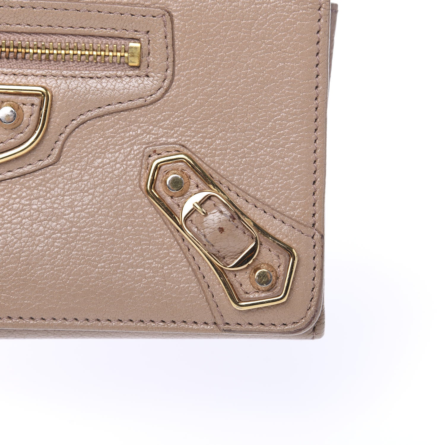 Balenciaga Chevre Gold Metallic Edge Hardware Money Wallet Rose de Sables 7 of 15