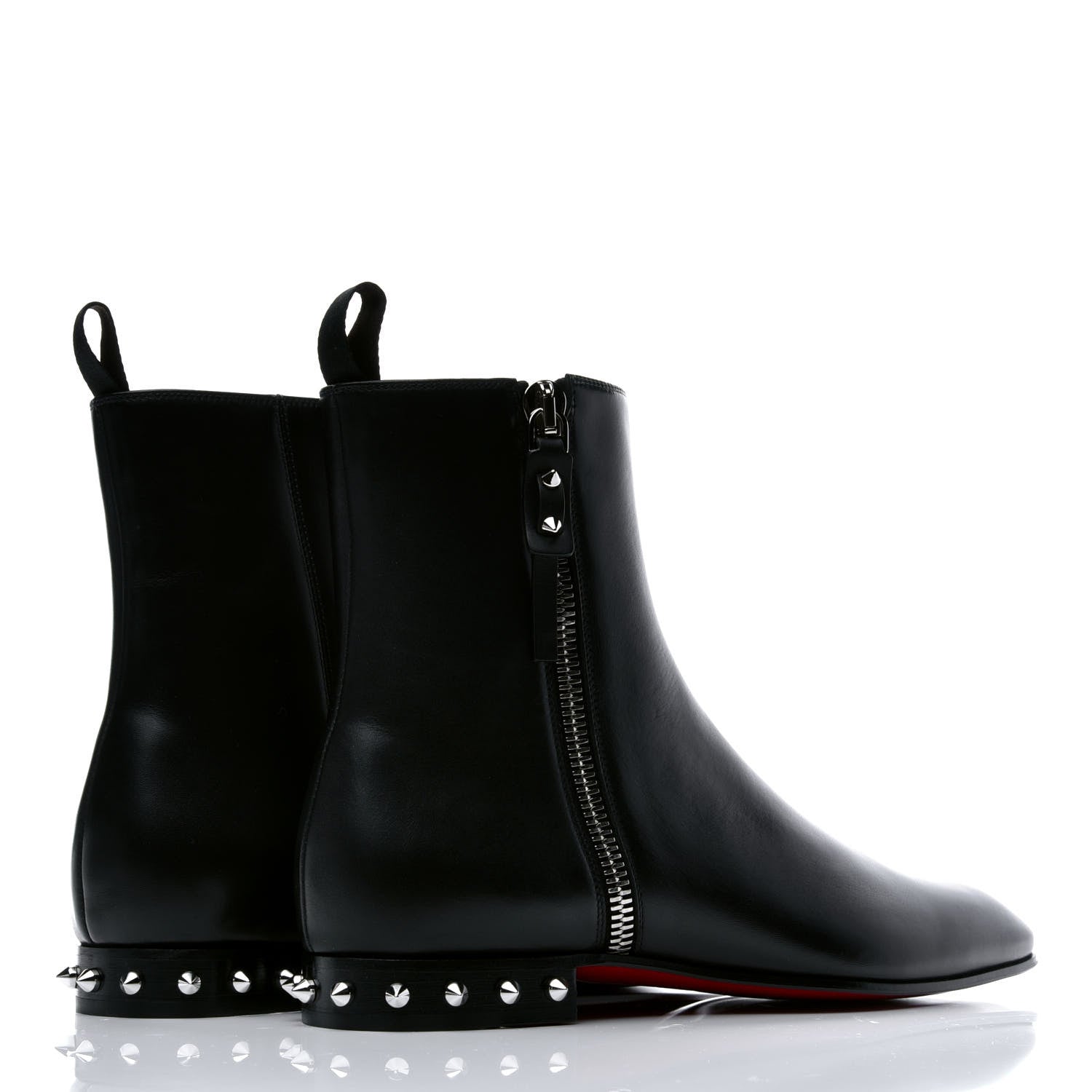 Christian Louboutin Calfskin Spikes Roadirik Flat Boots 41 Black 4 of 9