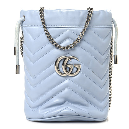 Gucci Calfskin Matelasse Mini GG Marmont 2.0 Bucket Bag Porcelain Light Blue 1 of 11
