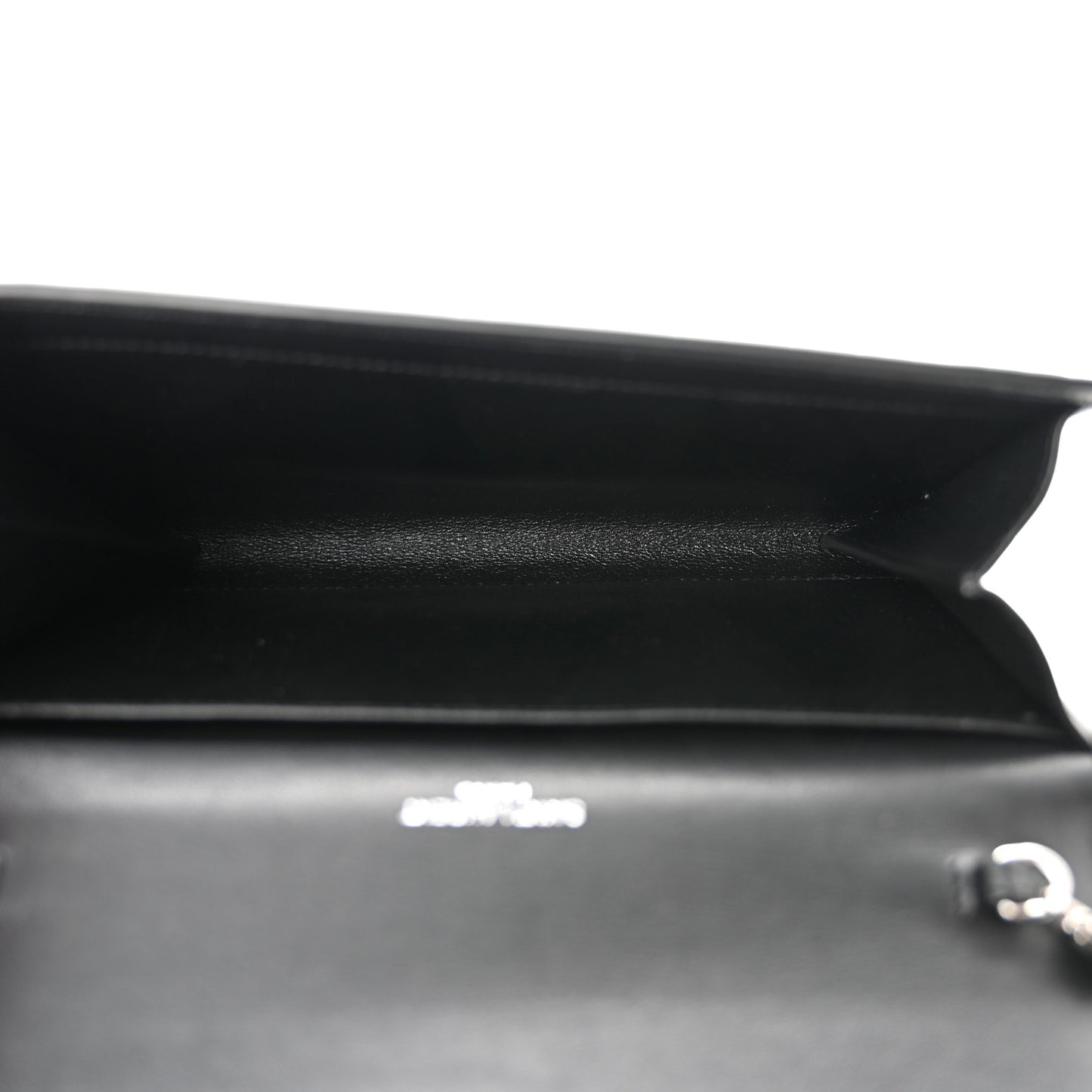 Calfskin Crocodile Embossed Monogram Uptown Chain Wallet Black