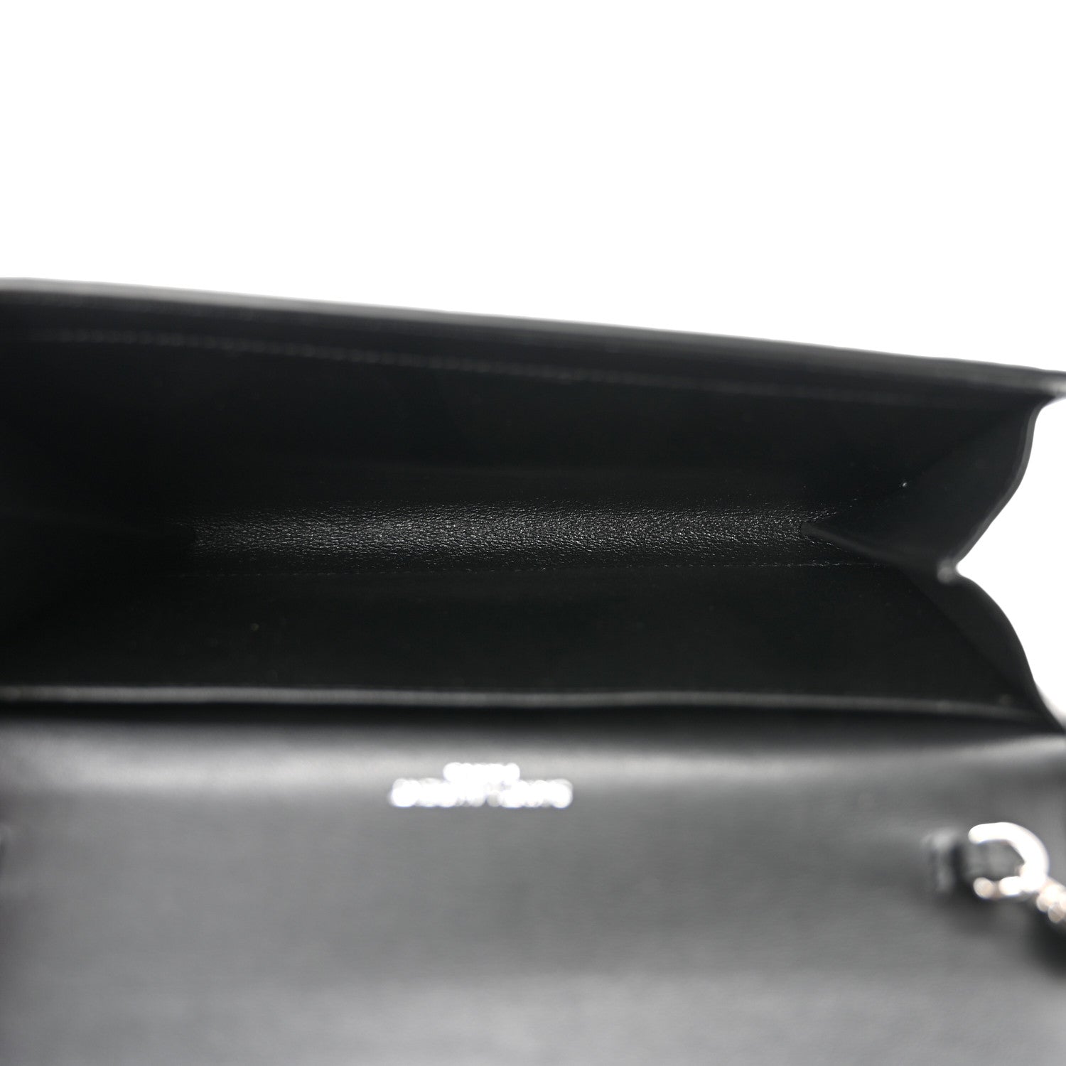 Saint Laurent Calfskin Crocodile Embossed Monogram Uptown Chain Wallet Black 6 of 11