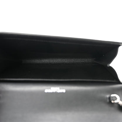 Saint Laurent Calfskin Crocodile Embossed Monogram Uptown Chain Wallet Black 6 of 11