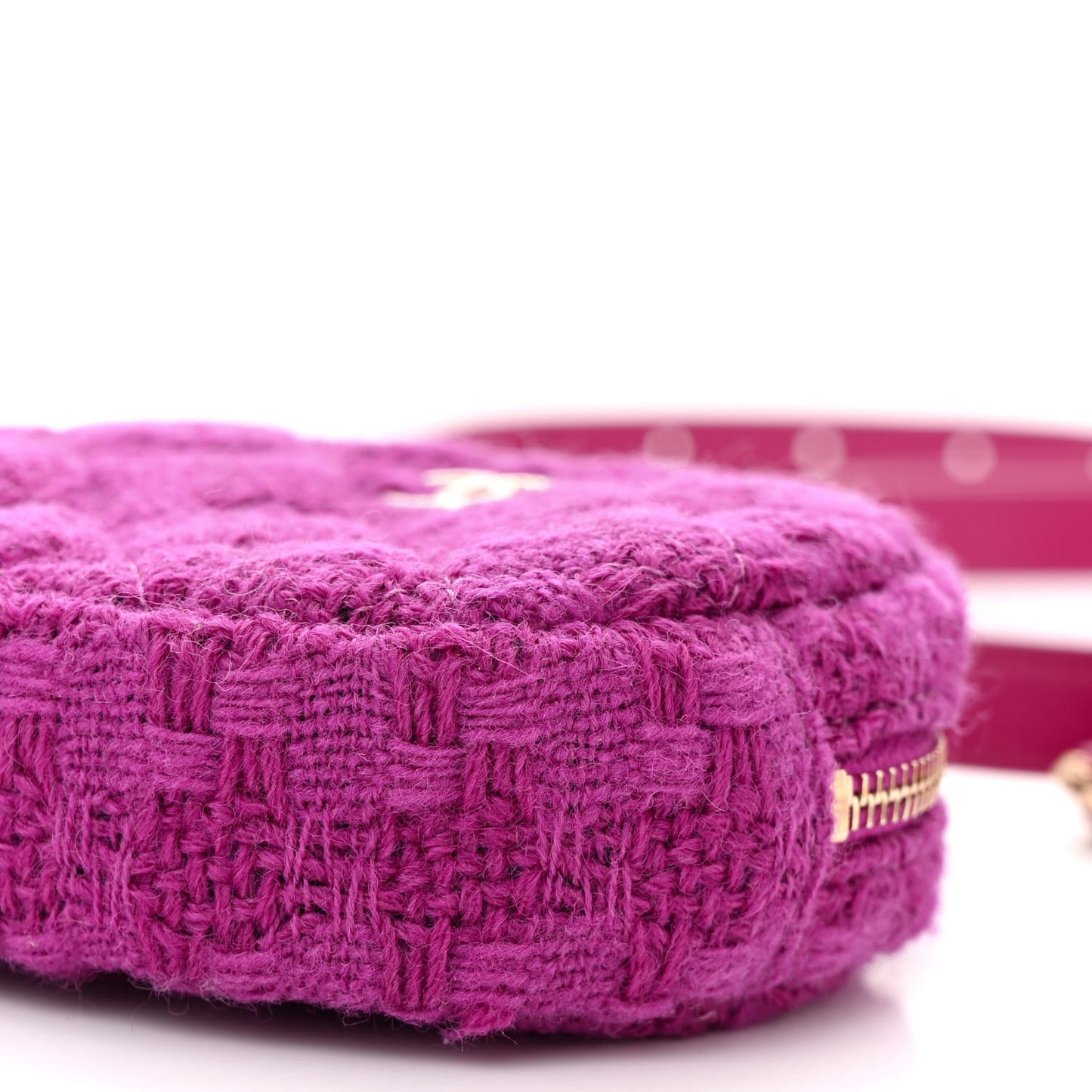 Tweed Lambskin Quilted Waist Bag With Coin Purse Fuchsia