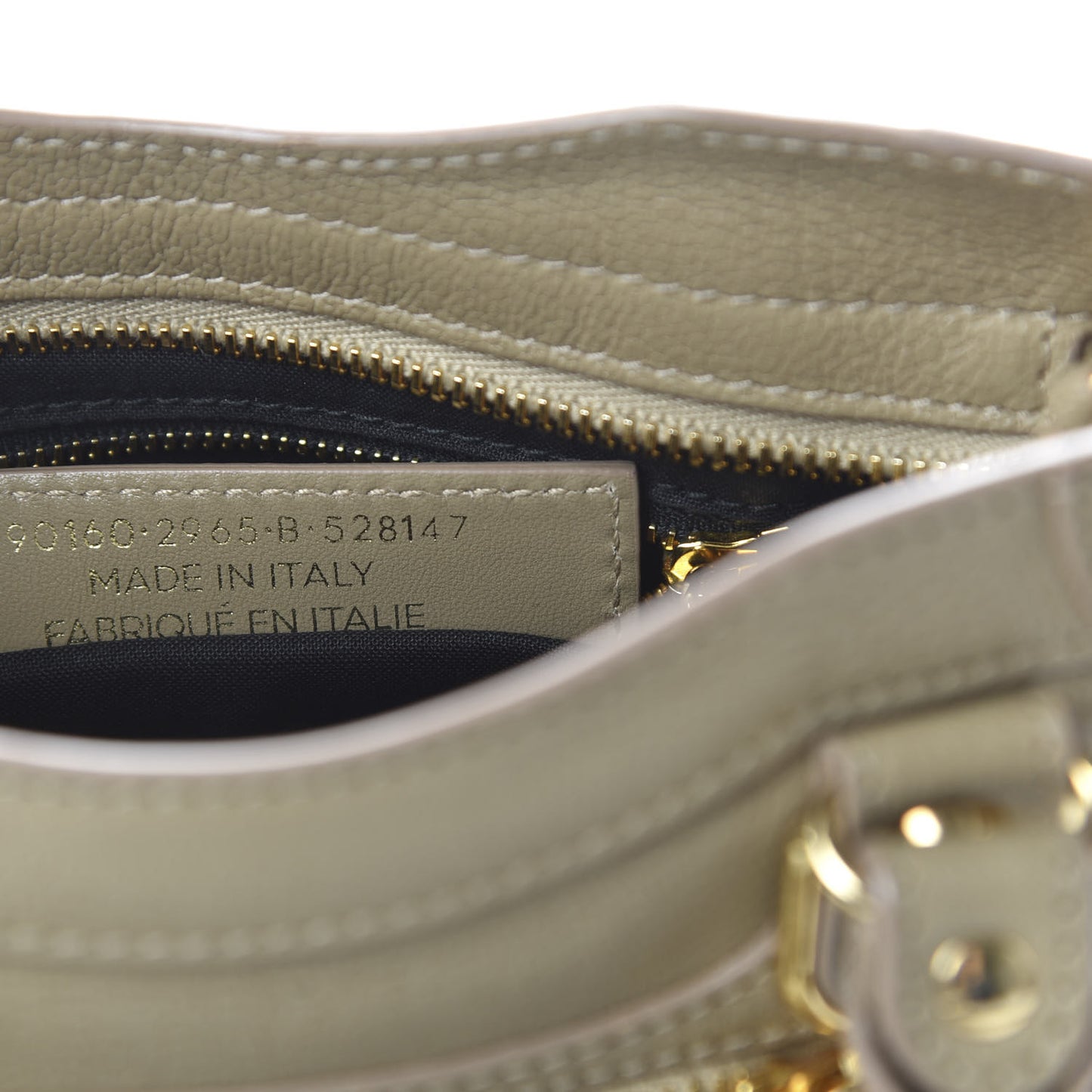 Chevre Gold Metallic Edge Hardware Mini City Beige Latte