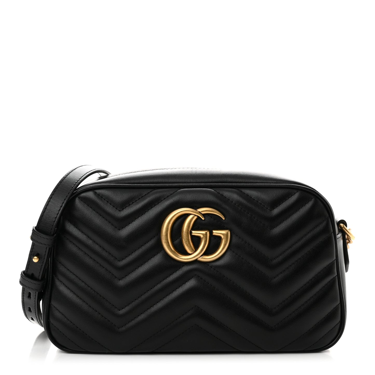 Calfskin Matelasse Small GG Marmont Chain Shoulder Bag Black