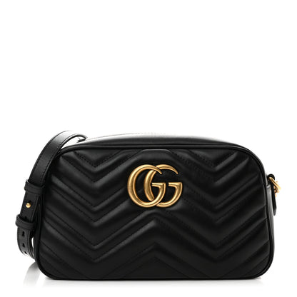 Gucci Calfskin Matelasse Small GG Marmont Chain Shoulder Bag Black 1 of 10