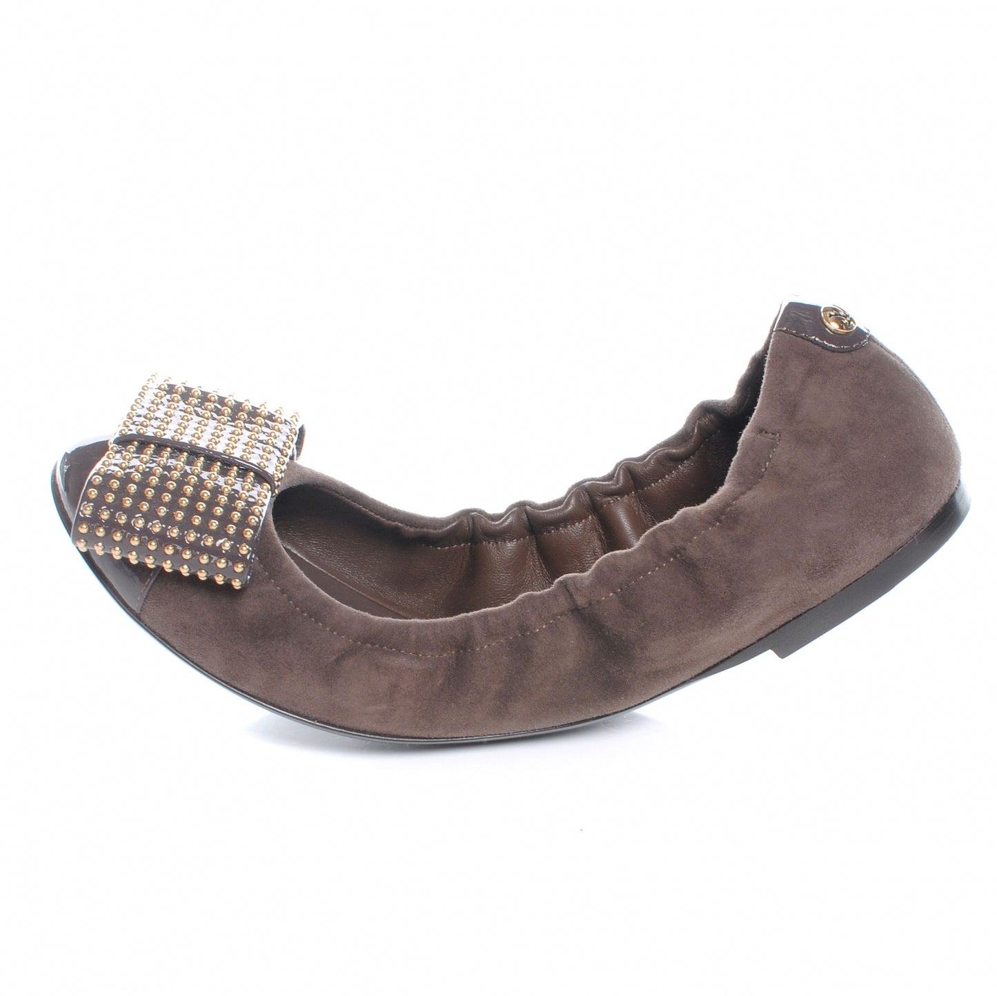 Suede Mimi Bow Ballerina Flats Brown 37