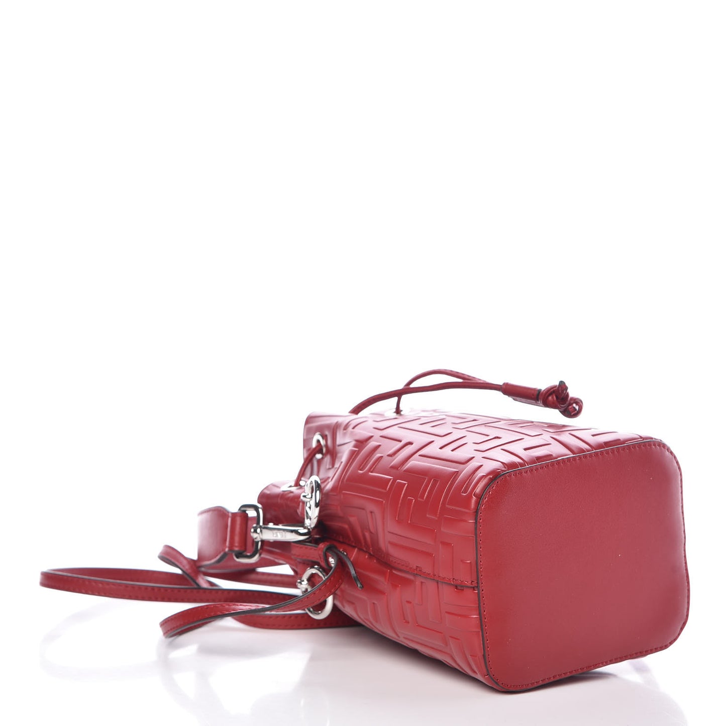 Vitello Liberty F is Fendi FF 1974 Embossed Mini Mon Tresor Bucket Bag Fragola